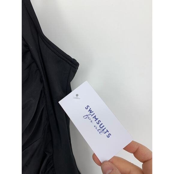 Swimsuits For All Swimsuit Women's Size 18 Ruched Front One Piece Black NEW - Picture 3 of 6